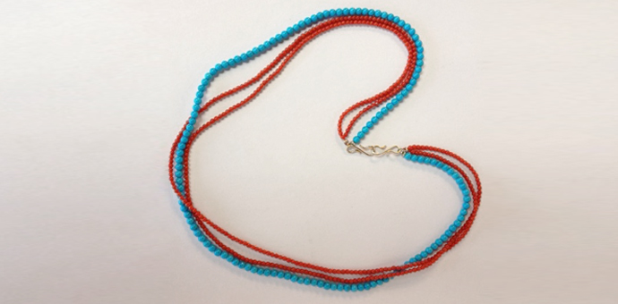 custom necklace. sleeping Beauty Turquoise natural Red Coral