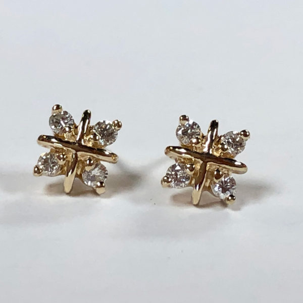 post earrings with eight full-cut diamonds