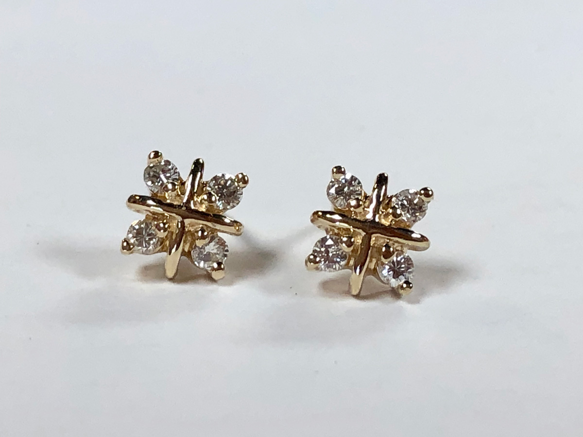 post earrings with eight full-cut diamonds