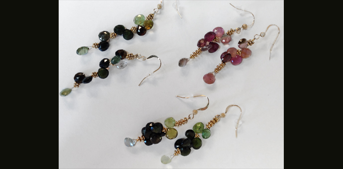 pretty tourmaline briollette earrings from broken necklace - redesign