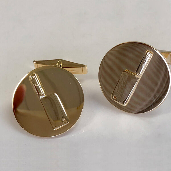 meat cleaver disk cufflinks (gold plated)