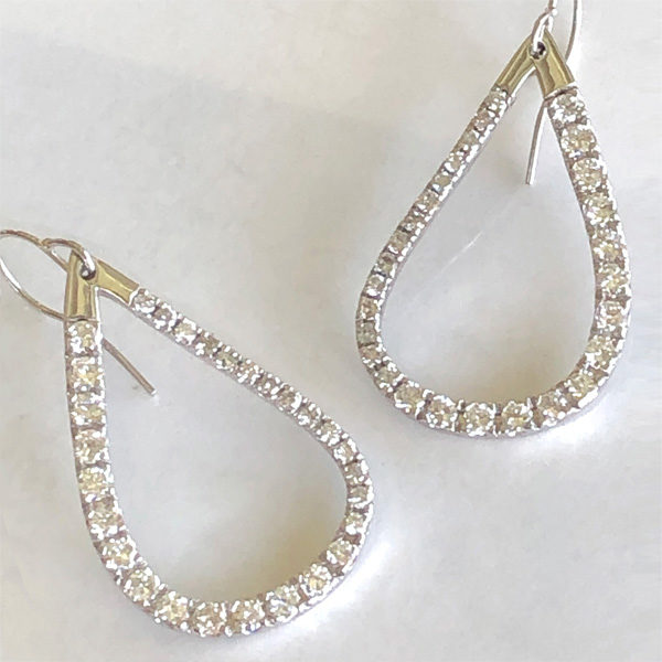Pear-shaped loop diamond dangle earrings