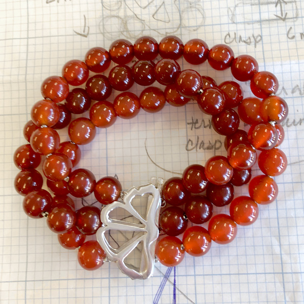 red carmelian bead bracelet redesign