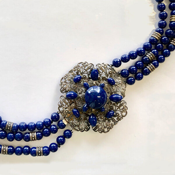 repair of faux lapis bead necklace