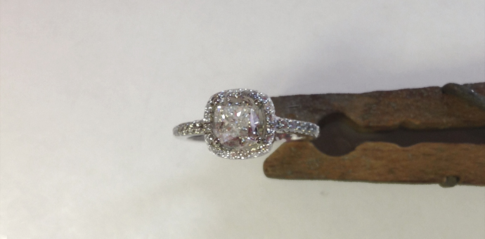 Top view of diamond in engagement ring