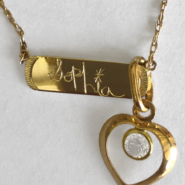 "Sophia" signature pendant 18k gold with cz heart
