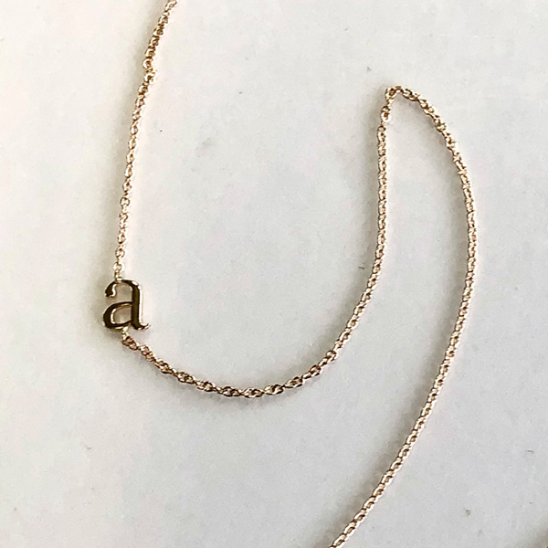 gold lowercase "a" necklace (graduation present)