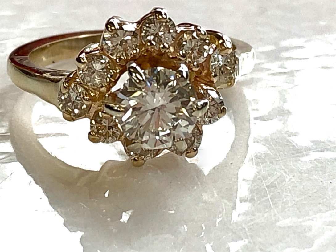 final engagement ring - diamond cluster customized smaller